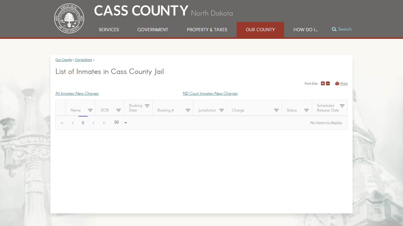 List of Inmates in Cass County Jail | Cass County, ND